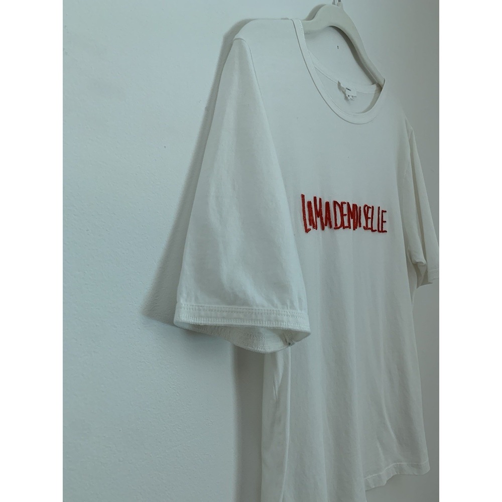 A Loves A La Mademoiselle Tshirt Sz M White Short Sleeve French Girl Paris Basic - Picture 4 of 8
